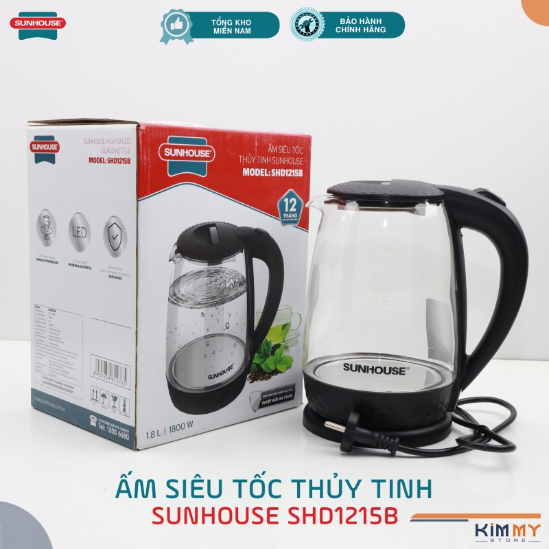 Ấm đun siêu tốc 1.8L bình thủy tinh SHD1215B - 1800W